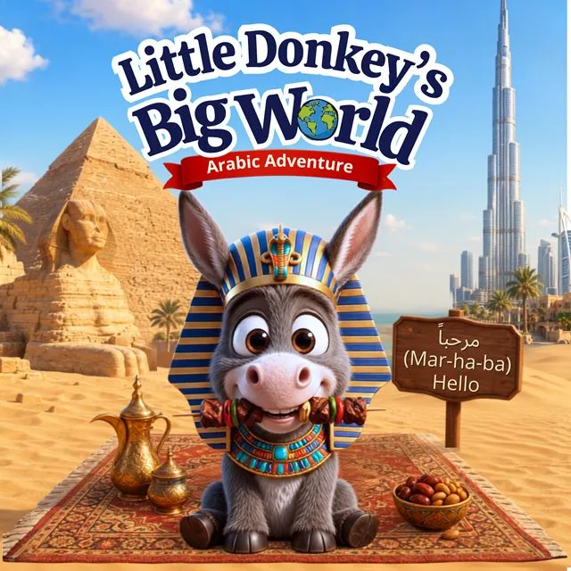 Little Donkey's Big World: Arabic Adventure picture book cover